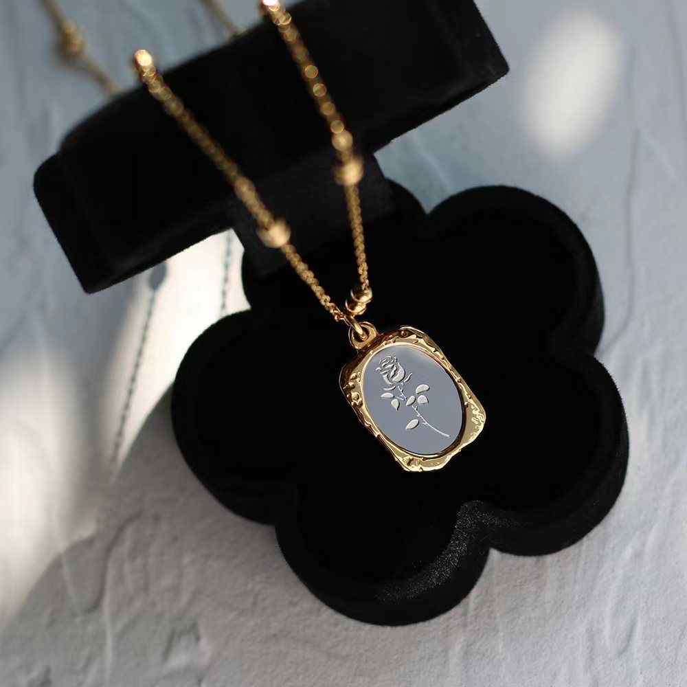 Rose titanium copper pendant necklace | Anniro - 14K Gold Plated Necklaces | ANNIRO Jewelry