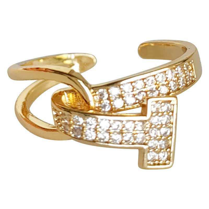 T-shaped setting ring | Anniro - 14K Gold Plated Rings | ANNIRO Jewelry