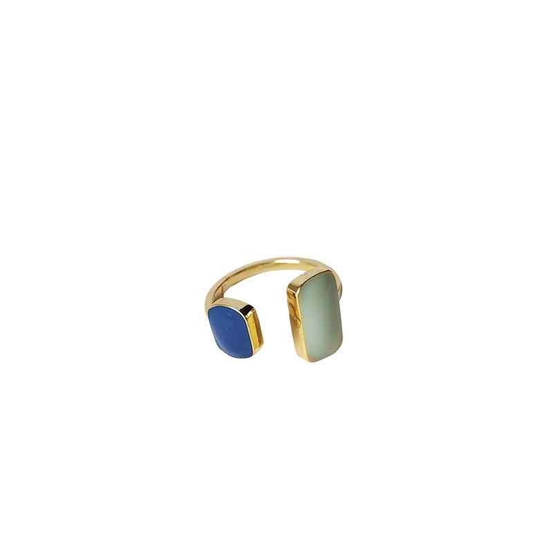 Dual Color Resin Open Ring | Anniro - 14K Gold Plated Rings | ANNIRO Jewelry