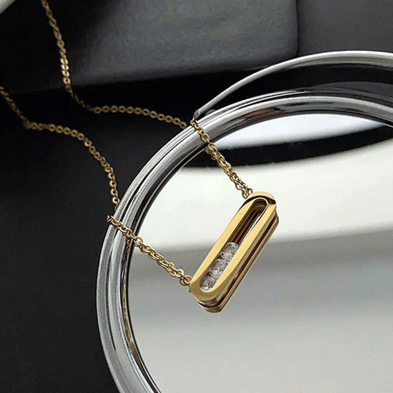 Sliding Crystal Bar Pendant Necklace | Anniro