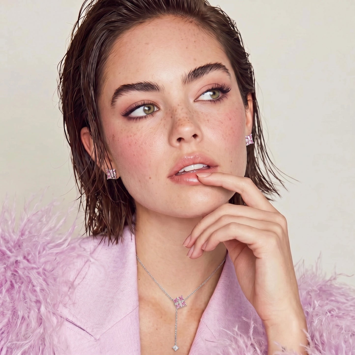 Pink Prism Cross Set | Anniro