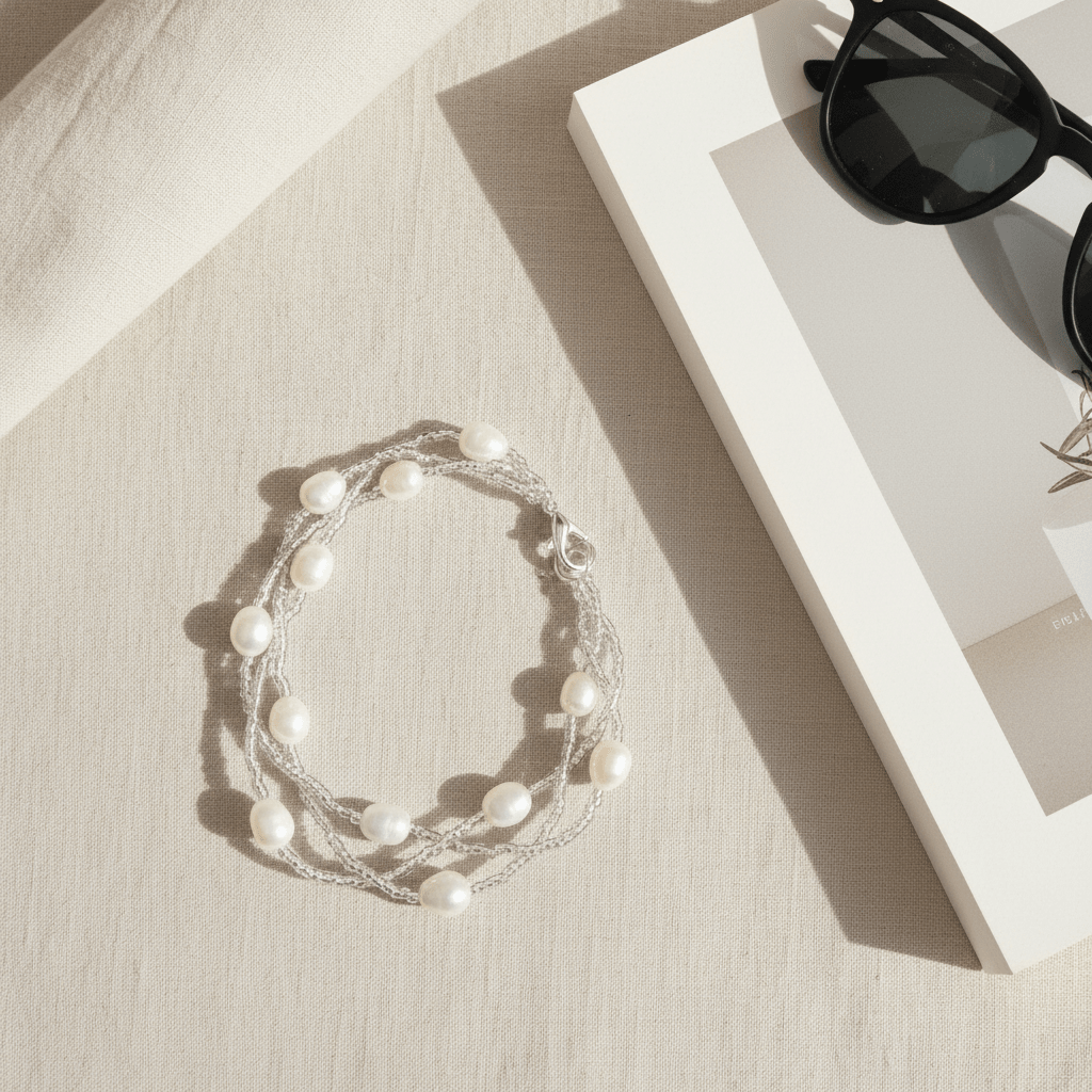 Hand-Woven Pearl Bracelet | Anniro - 14K Gold Plated Bracelets | ANNIRO Jewelry