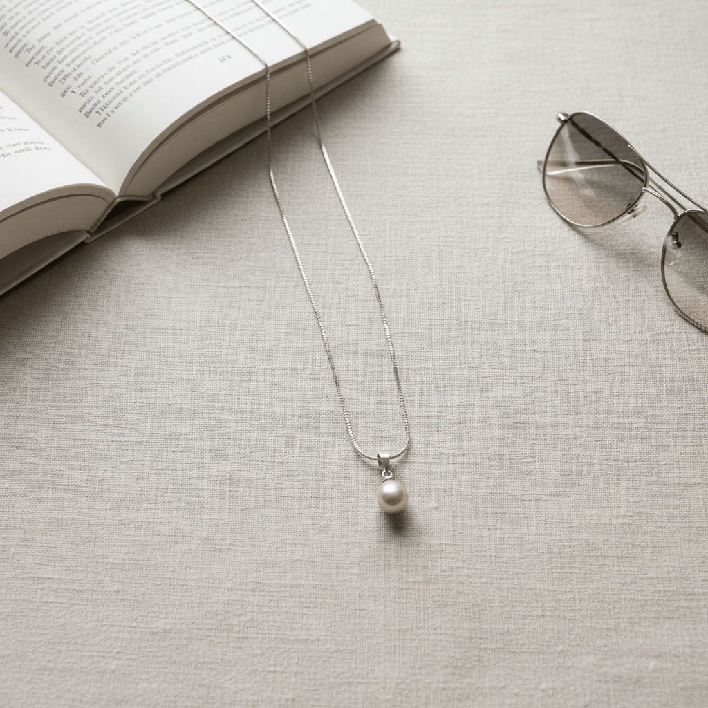 Pinkish-purple pearl pendant necklace | Anniro - 14K Gold Plated Necklaces | ANNIRO Jewelry