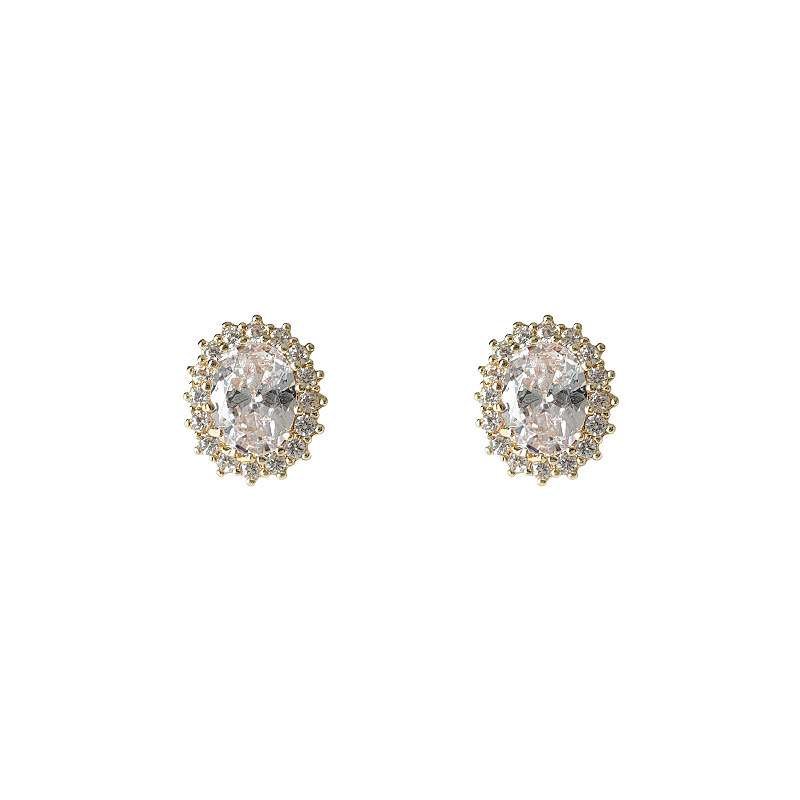 Sparkling oval earrings | Anniro - 14K Gold Plated Earrings | ANNIRO Jewelry