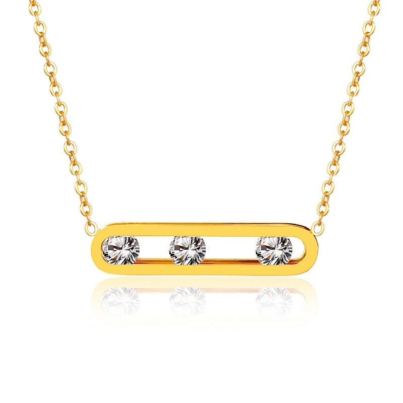 Sliding Crystal Bar Pendant Necklace | Anniro