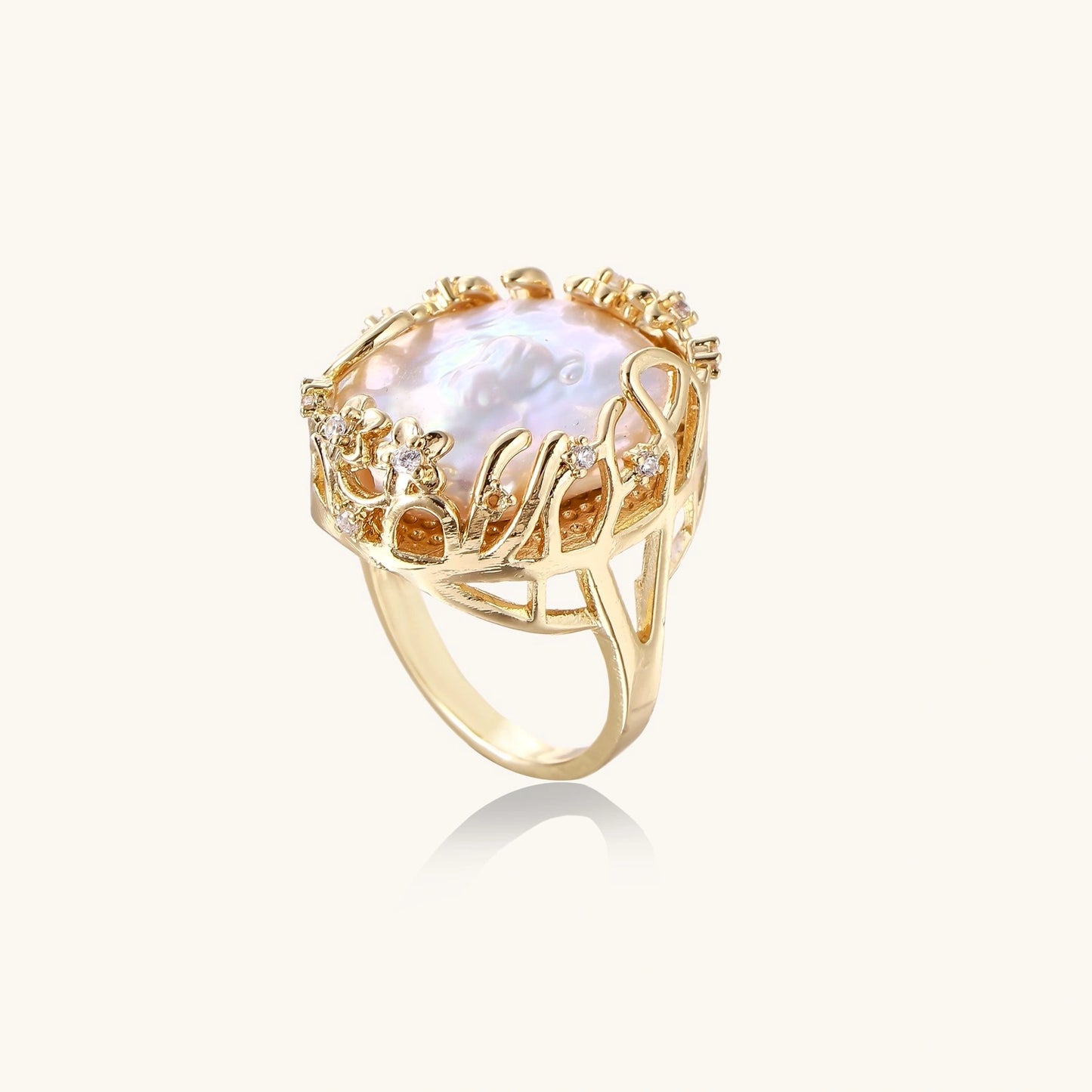 Baroque Pearl Crown Ring | Anniro