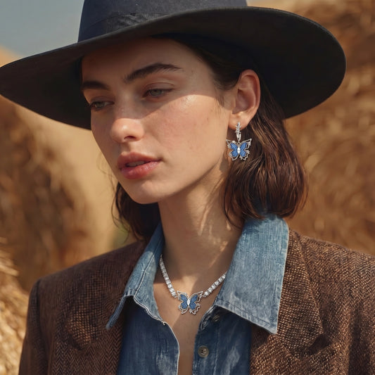 Blue Butterfly Drop Earrings | Anniro