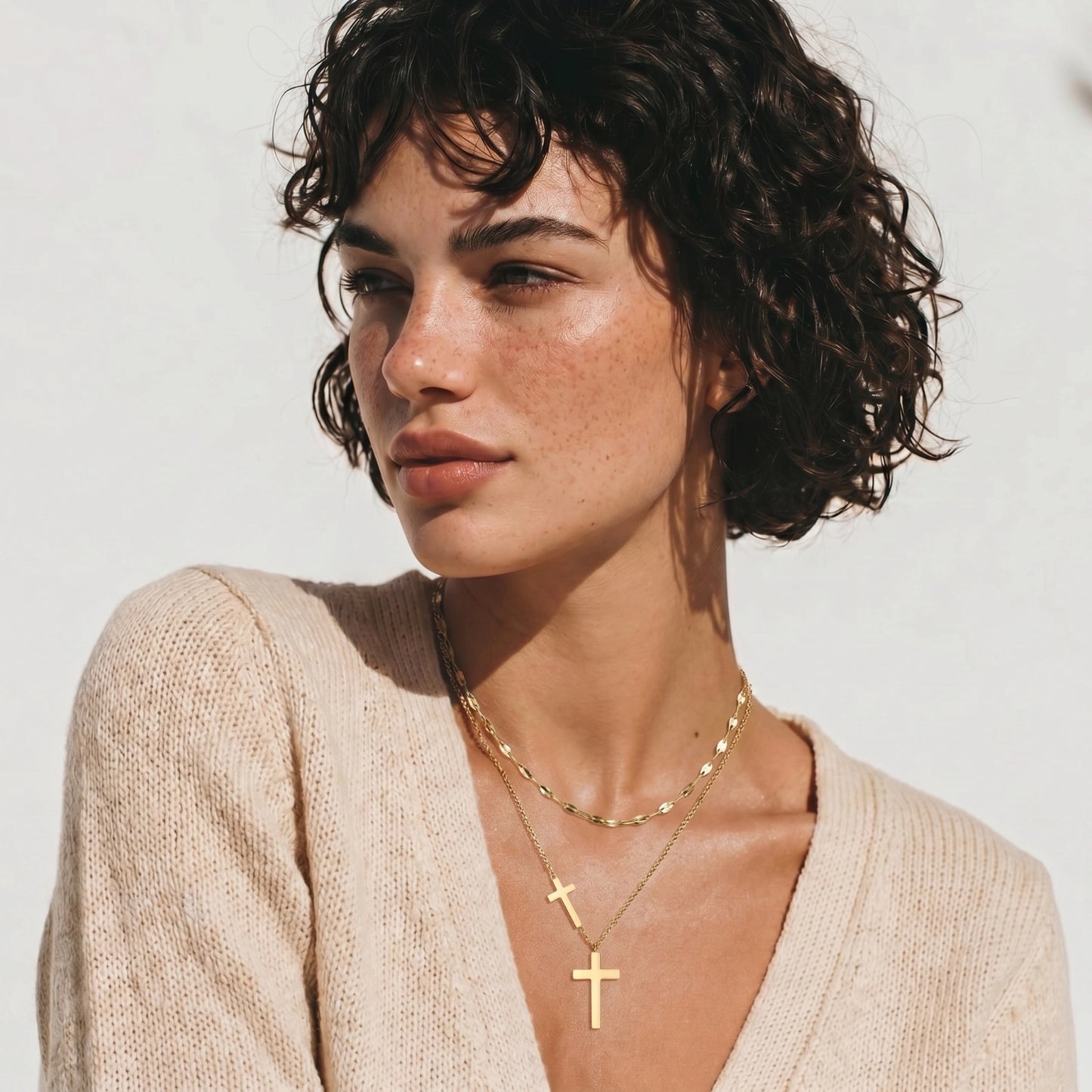 Divine Layers Cross Necklace Set | Anniro