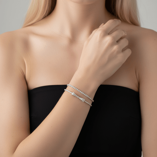 Tennis Bracelet Stack Set | Anniro - 14K Gold Plated Bracelets | ANNIRO Jewelry