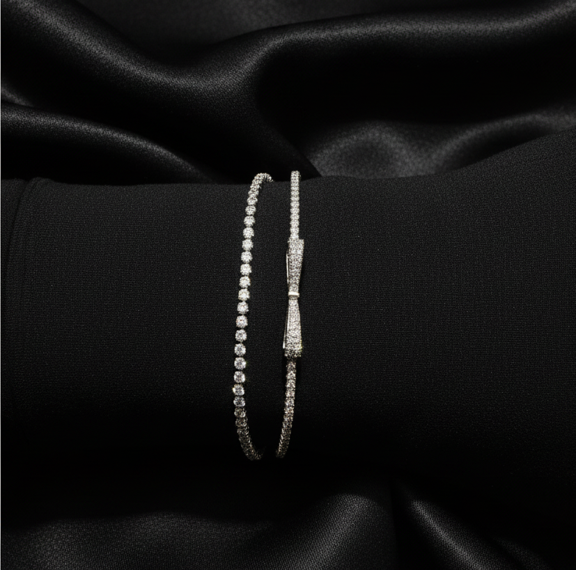 Crystal Bow & Tennis Bracelet Stack Set | Anniro