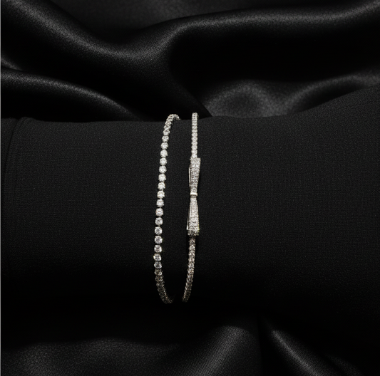 Crystal Bow & Tennis Bracelet Stack Set | Anniro