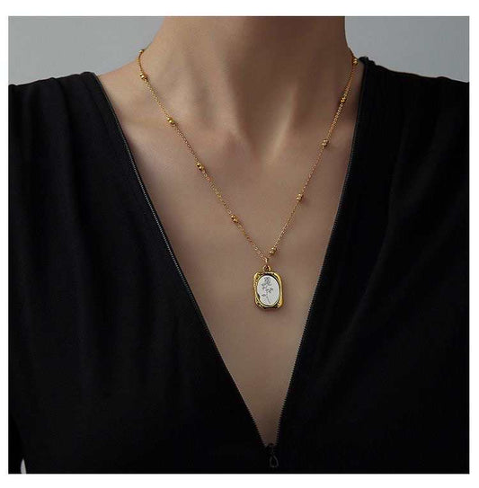 Rose titanium copper pendant necklace | Anniro - 14K Gold Plated Necklaces | ANNIRO Jewelry