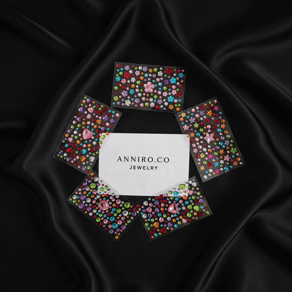 Colorful Gemstone Sticker Sheet | Anniro - 14K Gold Plated Accessories | ANNIRO Jewelry