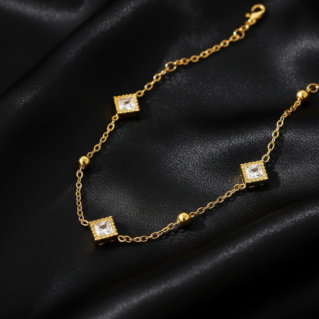 Bracelet Flat Lay Black Silk