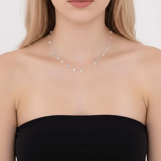 Colorful Zirconia Charm Necklace & Bracelet Set | Anniro - 14K Gold Plated Necklaces | ANNIRO Jewelry