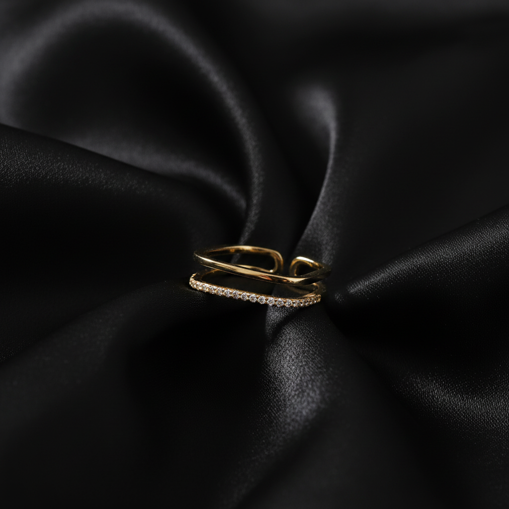 Double Layer Diamond Ring - Side
