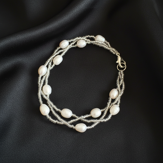 Hand-Woven Pearl Bracelet - Freshwater Pearl Bracelet | ANNIRO Jewelry