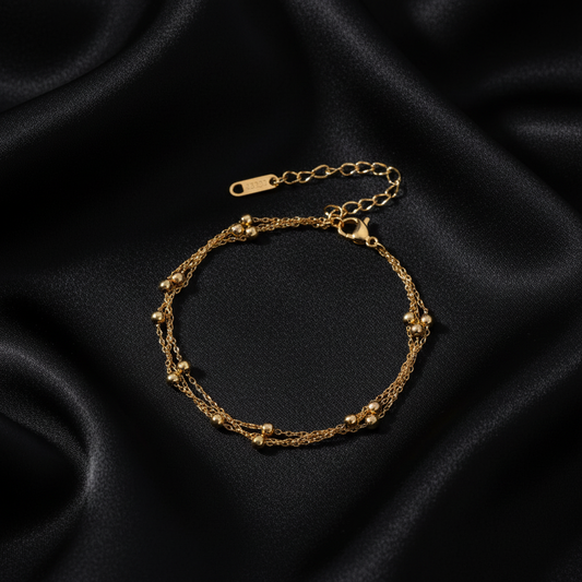 Golden Orbit Bracelet - Black Silk