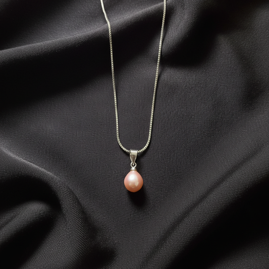 Pinkish-Purple Pearl Pendant Necklace - White Gold Plated Necklace | ANNIRO Jewelry