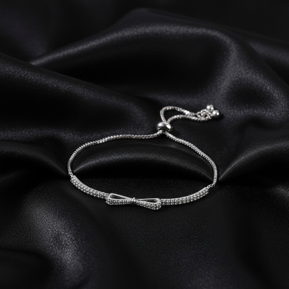 Crystal Bow Bracelet - Silver Plated Bracelet | ANNIRO Jewelry