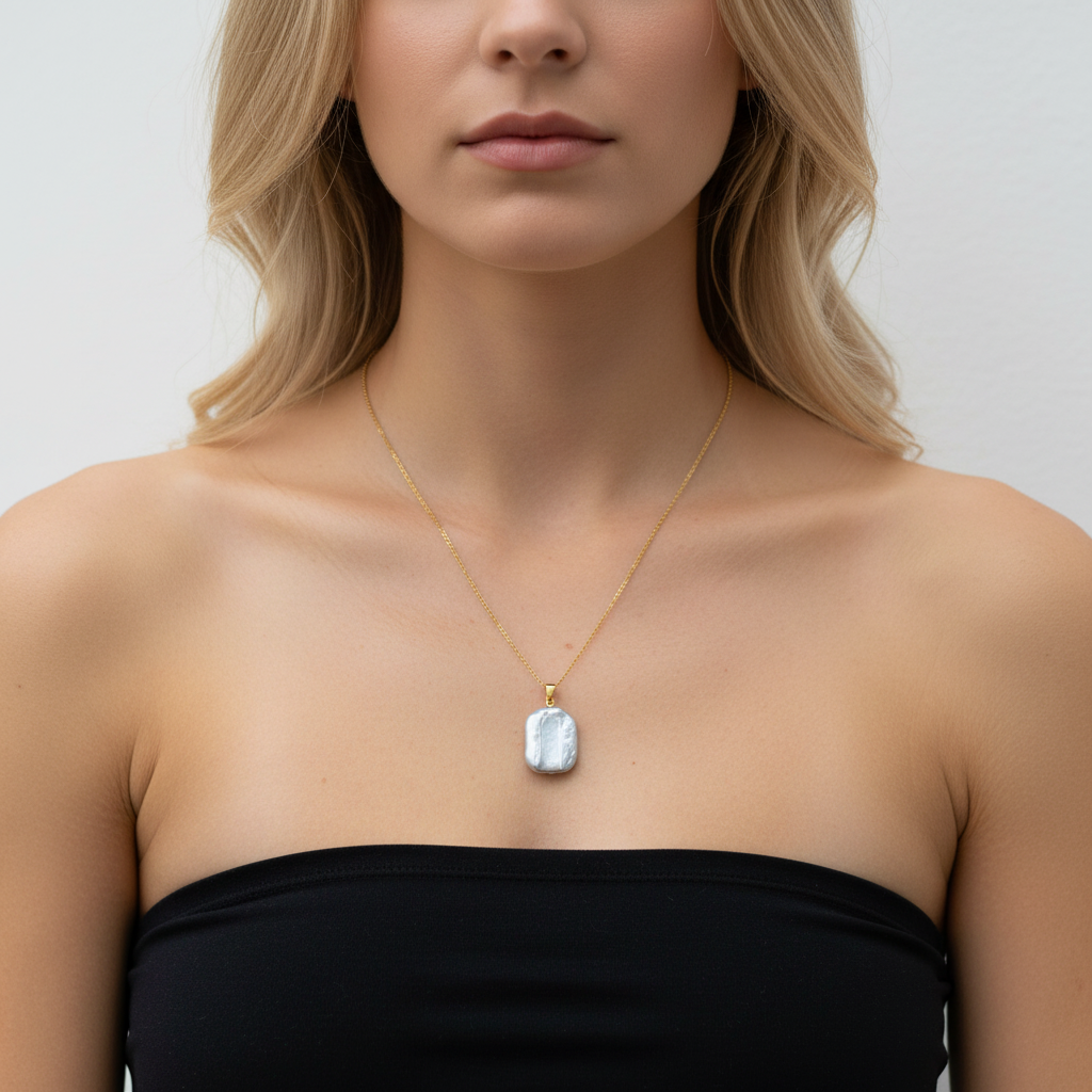 Baroque Pearl Pendant Necklace - 14K Gold Plated Necklace | ANNIRO Jewelry