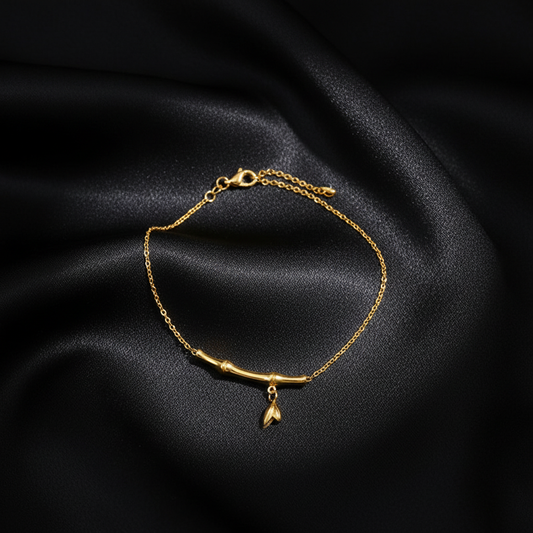 Bamboo Charm Bracelet - 14K Gold Plated Bracelet | ANNIRO Jewelry