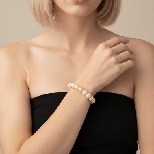 Mixed Pearl Stretch Bracelet | Anniro - 14K Gold Plated Bracelets | ANNIRO Jewelry
