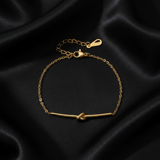 Twisted Knot Bar Bracelet - Black Silk