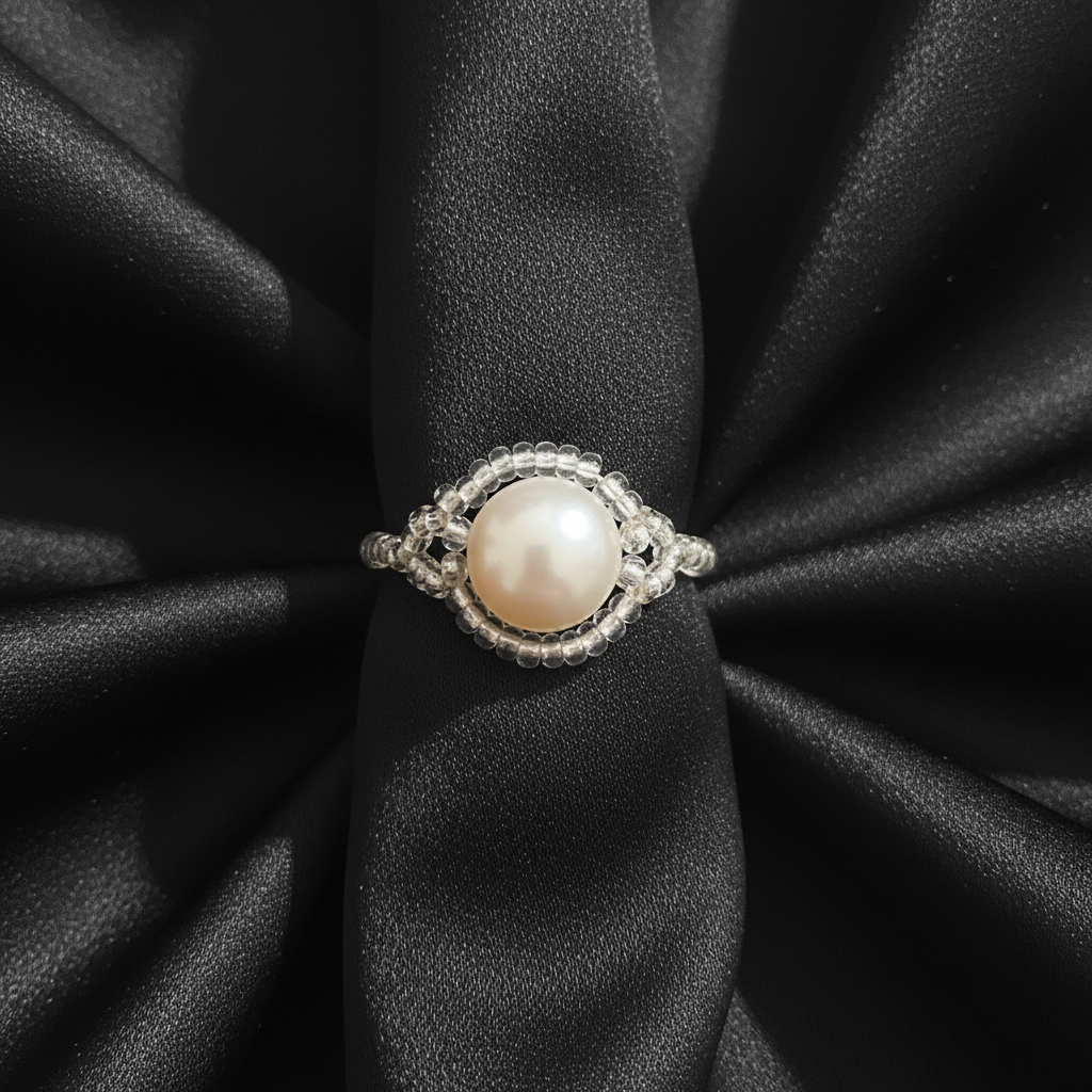 Hand-Woven Pearl Ring - Freshwater Pearl Ring | ANNIRO Jewelry