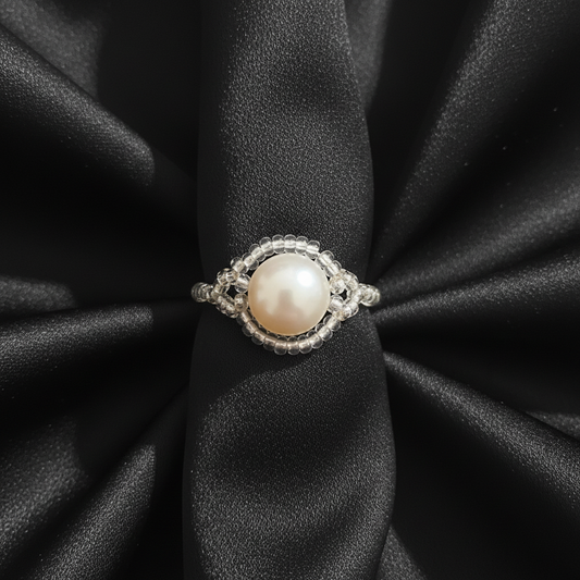 Hand-Woven Pearl Ring - Freshwater Pearl Ring | ANNIRO Jewelry