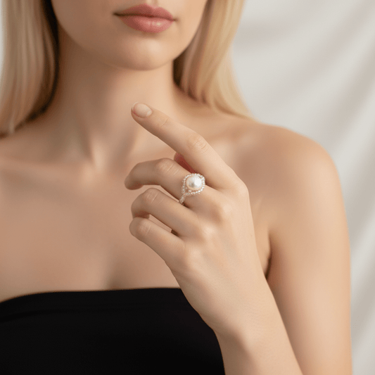 Hand-Woven Pearl Ring | Anniro - 14K Gold Plated Rings | ANNIRO Jewelry