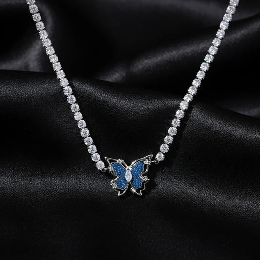 Butterfly Dreams Tennis Necklace - Black Silk