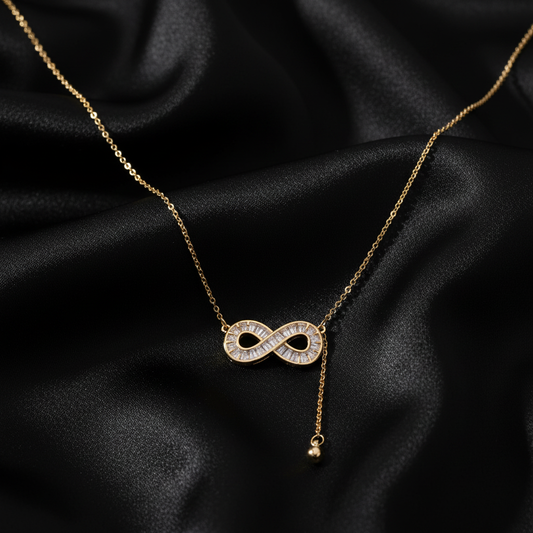 Infinity Sparkle Necklace - Black Silk