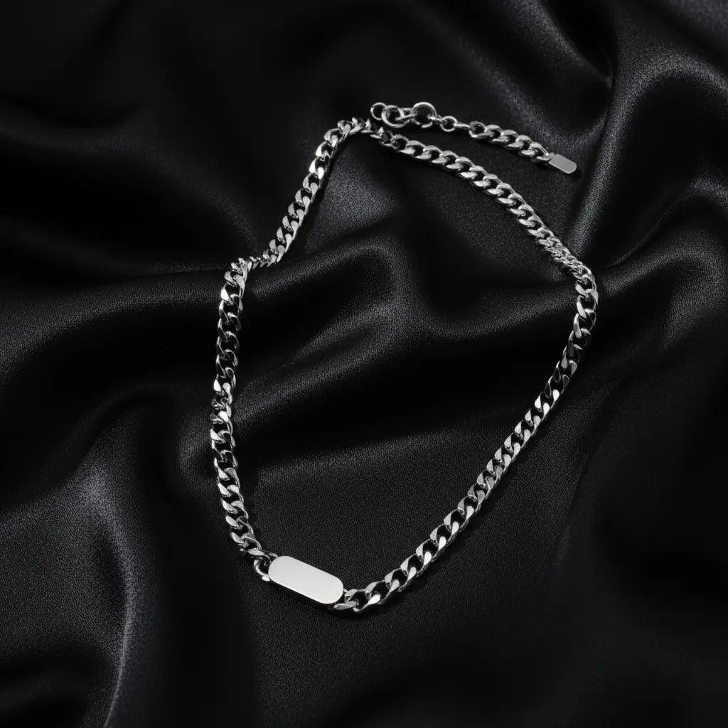 Cuban Link ID Chain Necklace - Titanium Steel Necklace | ANNIRO Jewelry
