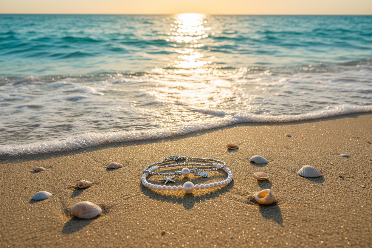 Ocean Pearl Bracelet Set - Beach Sunset Revised