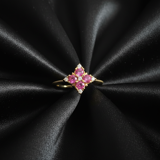 Pink Clover Ring - Black Silk Main Revised