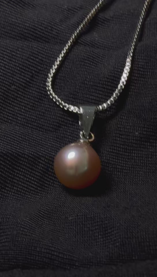 Pinkish-Purple Pearl Pendant Necklace - White Gold Plated Necklace | ANNIRO Jewelry