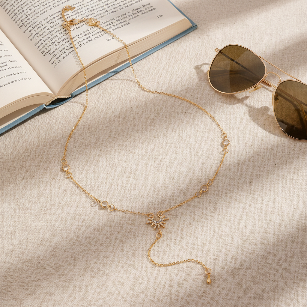 Star Burst Lariat Y-Necklace - 14K Gold Plated Necklace | ANNIRO Jewelry
