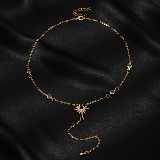 Star Burst Lariat Y-Necklace - 14K Gold Plated Necklace | ANNIRO Jewelry