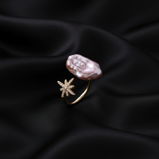 Starlit Pearl Dreams Ring - Black Silk